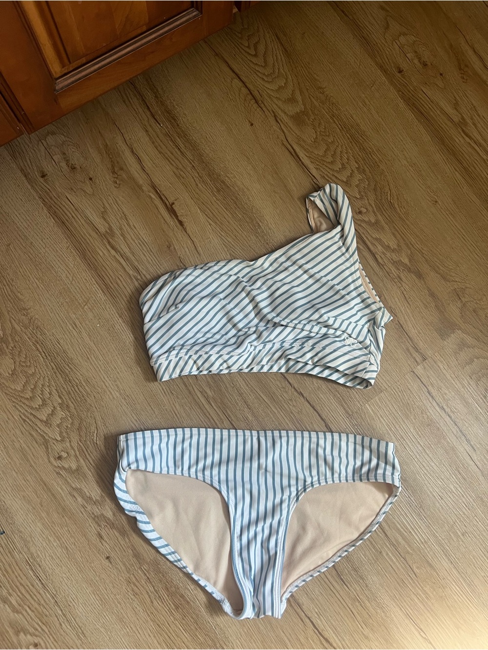 Albion Blue And White Stripe Bikini Size Small